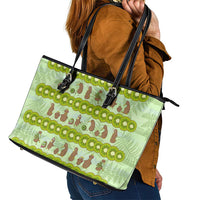 New Zealand Kiwi Fruit Witty Kiwi Bird Leather Tote Bag DT02 - Polynesian Pride