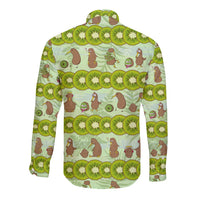 New Zealand Kiwi Fruit Witty Kiwi Bird Long Sleeve Button Shirt DT02 - Polynesian Pride