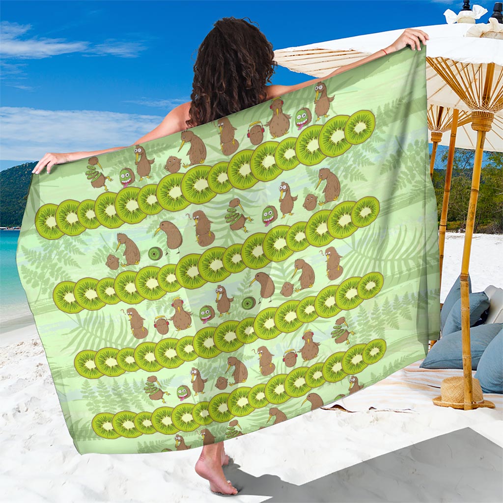 New Zealand Kiwi Fruit Witty Kiwi Bird Sarong DT02 One Size 44 x 66 inches Green - Polynesian Pride