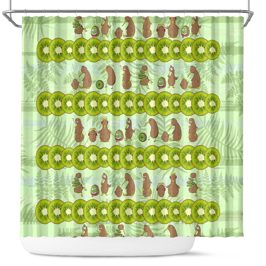 New Zealand Kiwi Fruit Witty Kiwi Bird Shower Curtain DT02 Green - Polynesian Pride
