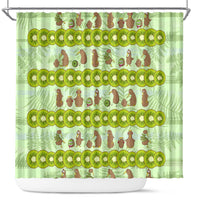 New Zealand Kiwi Fruit Witty Kiwi Bird Shower Curtain DT02 Green - Polynesian Pride