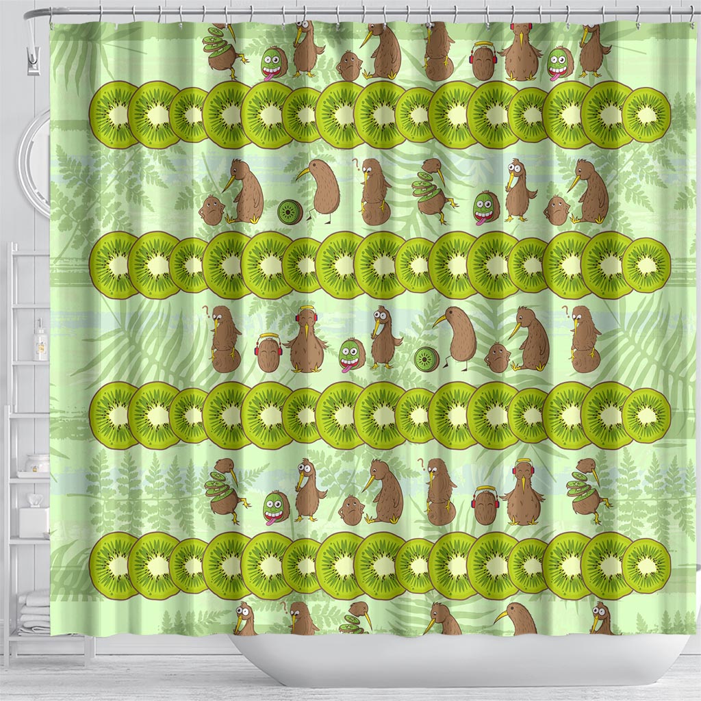 New Zealand Kiwi Fruit Witty Kiwi Bird Shower Curtain DT02 - Polynesian Pride