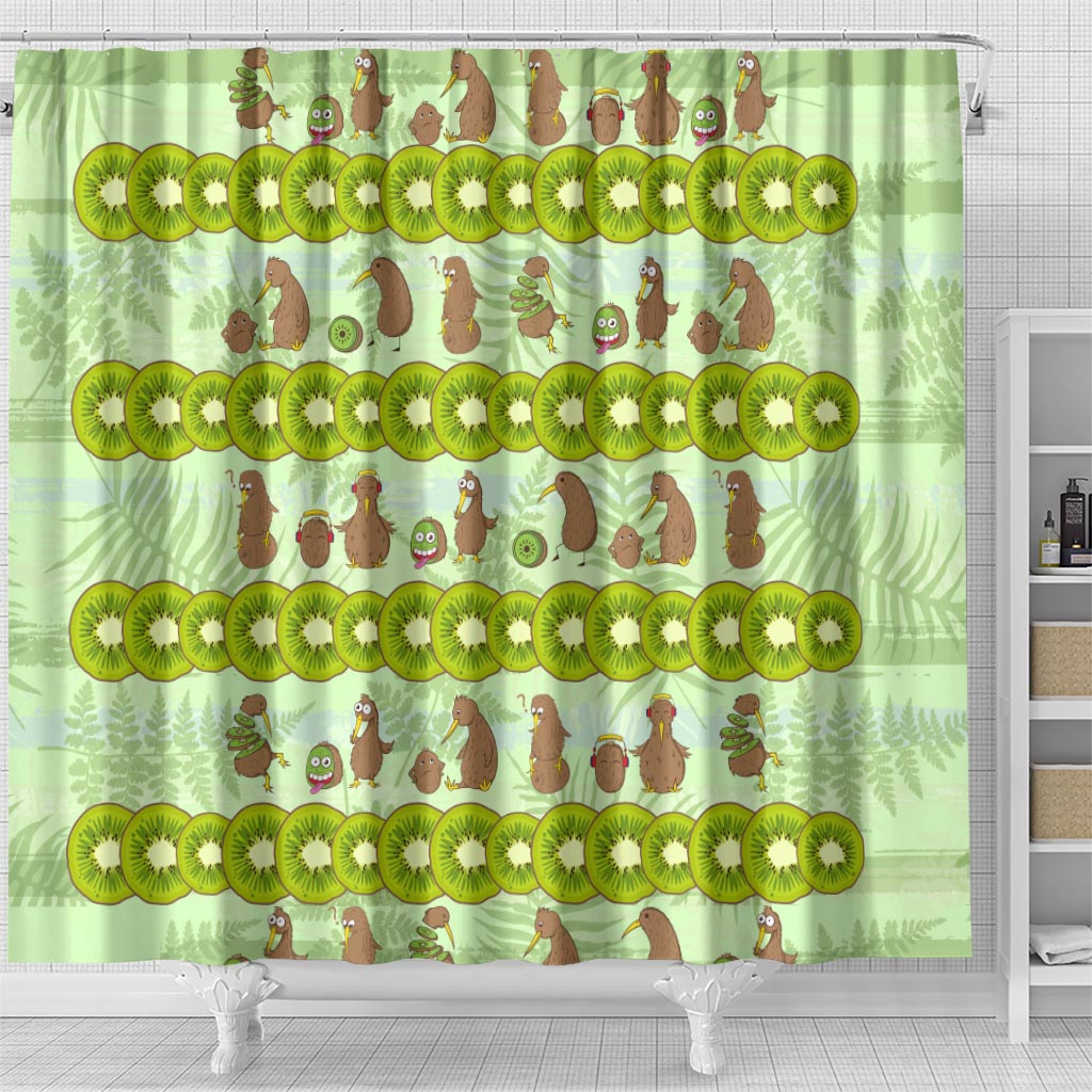 New Zealand Kiwi Fruit Witty Kiwi Bird Shower Curtain DT02 - Polynesian Pride