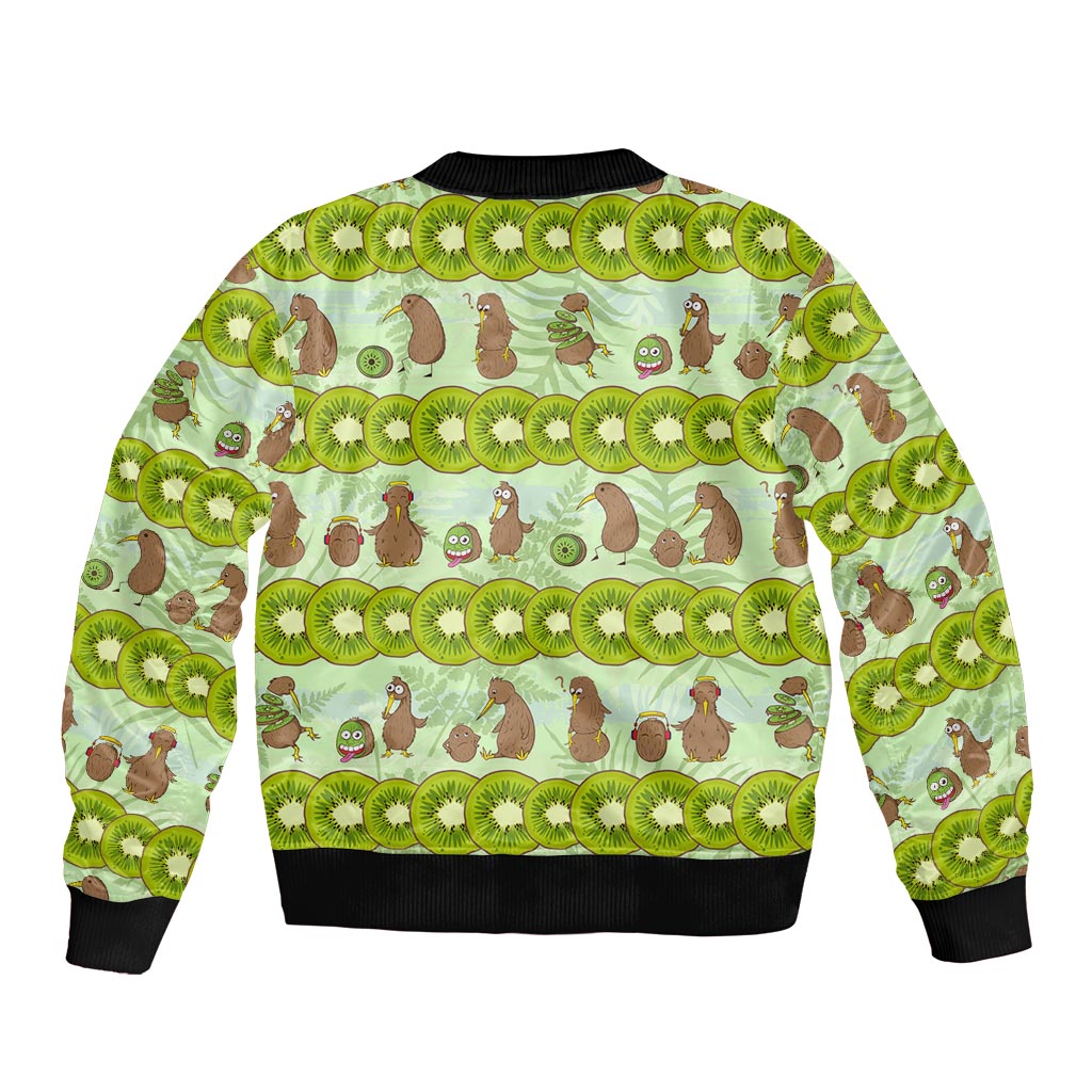 New Zealand Kiwi Fruit Witty Kiwi Bird Sleeve Zip Bomber Jacket DT02 - Polynesian Pride