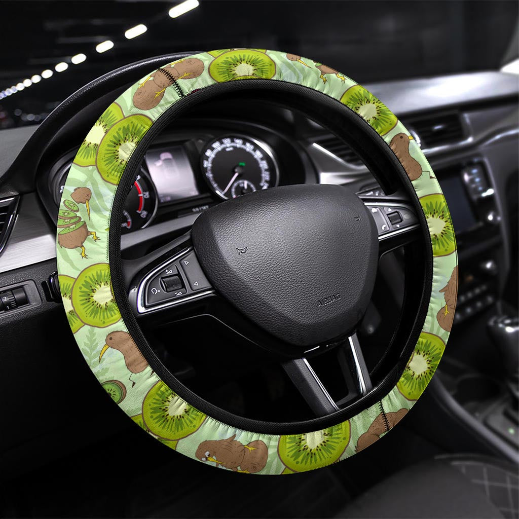 New Zealand Kiwi Fruit Witty Kiwi Bird Steering Wheel Cover DT02 Universal Fit Green - Polynesian Pride