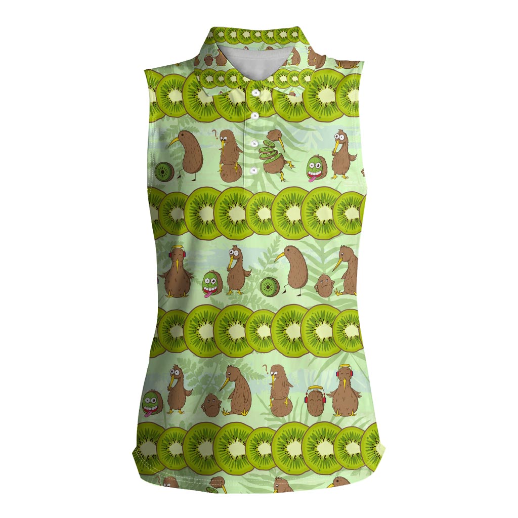 New Zealand Kiwi Fruit Witty Kiwi Bird Women Sleeveless Polo Shirt