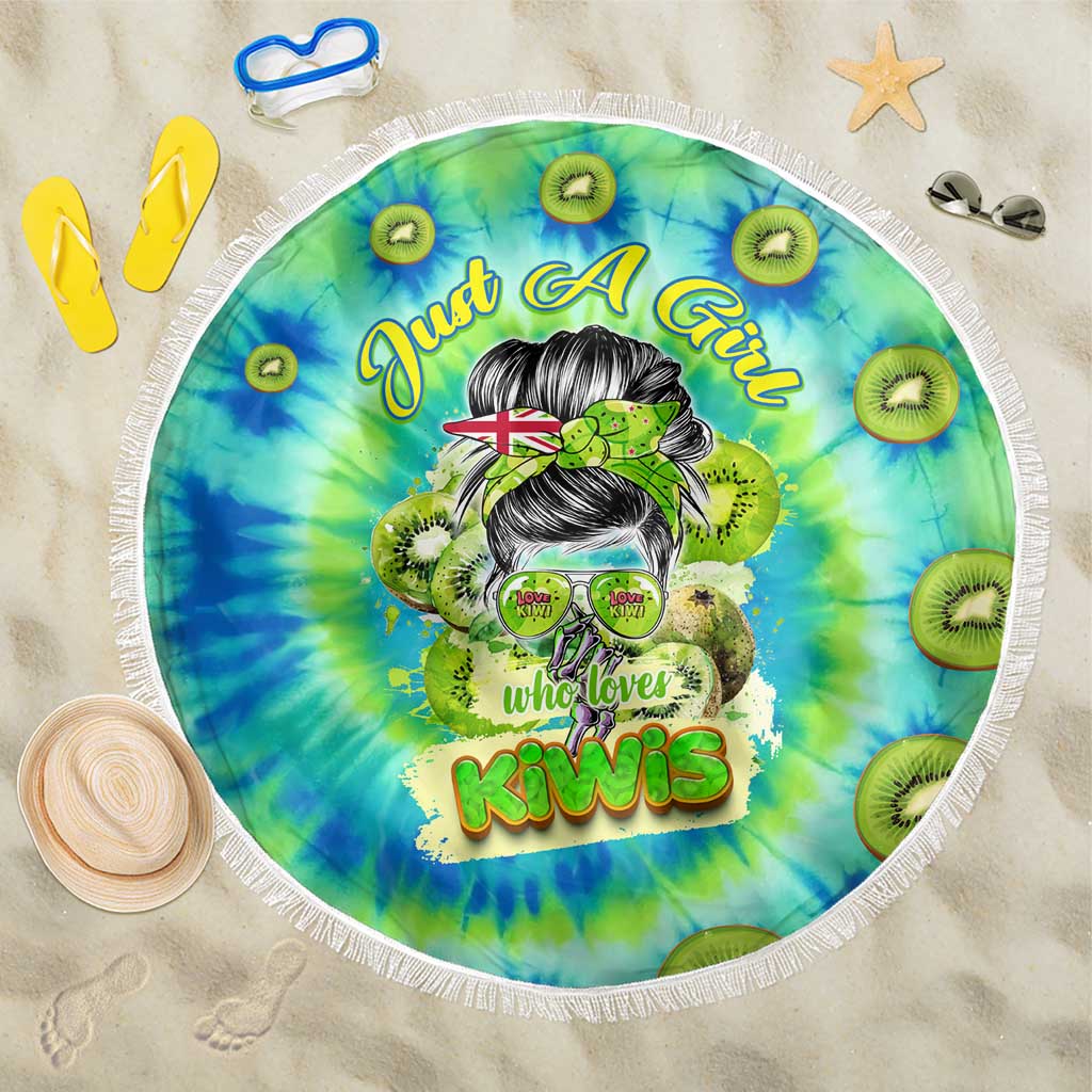 Just a Girl Who Loves Kiwis Beach Blanket New Zealand Tie Dye DT02 One Size 150cm Green - Polynesian Pride