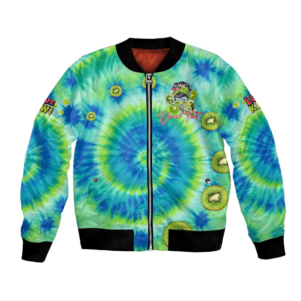 Just a Girl Who Loves Kiwis Bomber Jacket New Zealand Tie Dye DT02 Unisex Green - Polynesian Pride