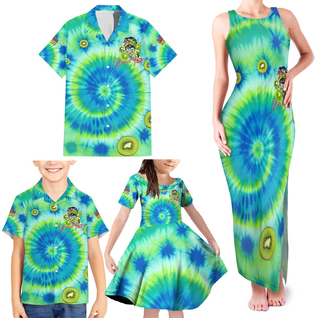 Just a Girl Who Loves Kiwis Family Matching Tank Maxi Dress and Hawaiian Shirt New Zealand Tie Dye