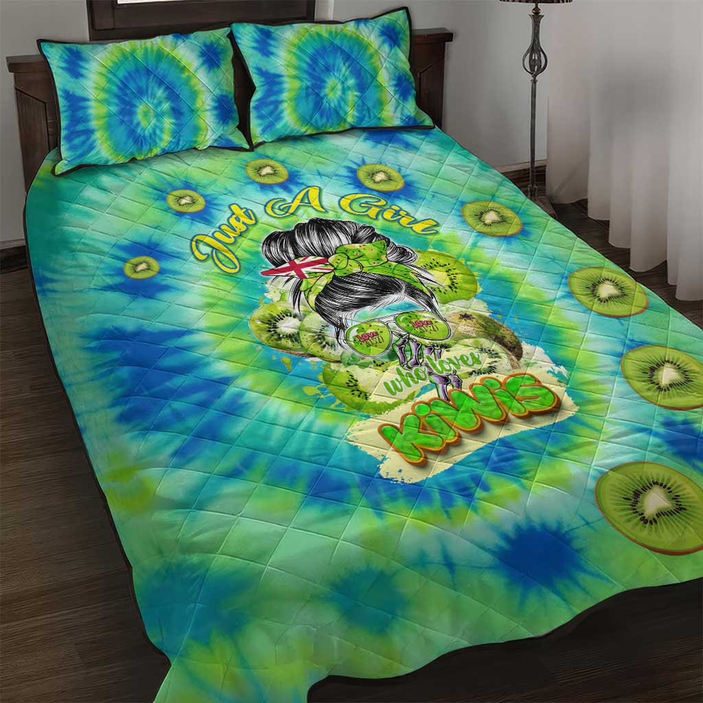 Just a Girl Who Loves Kiwis Quilt Bed Set New Zealand Tie Dye