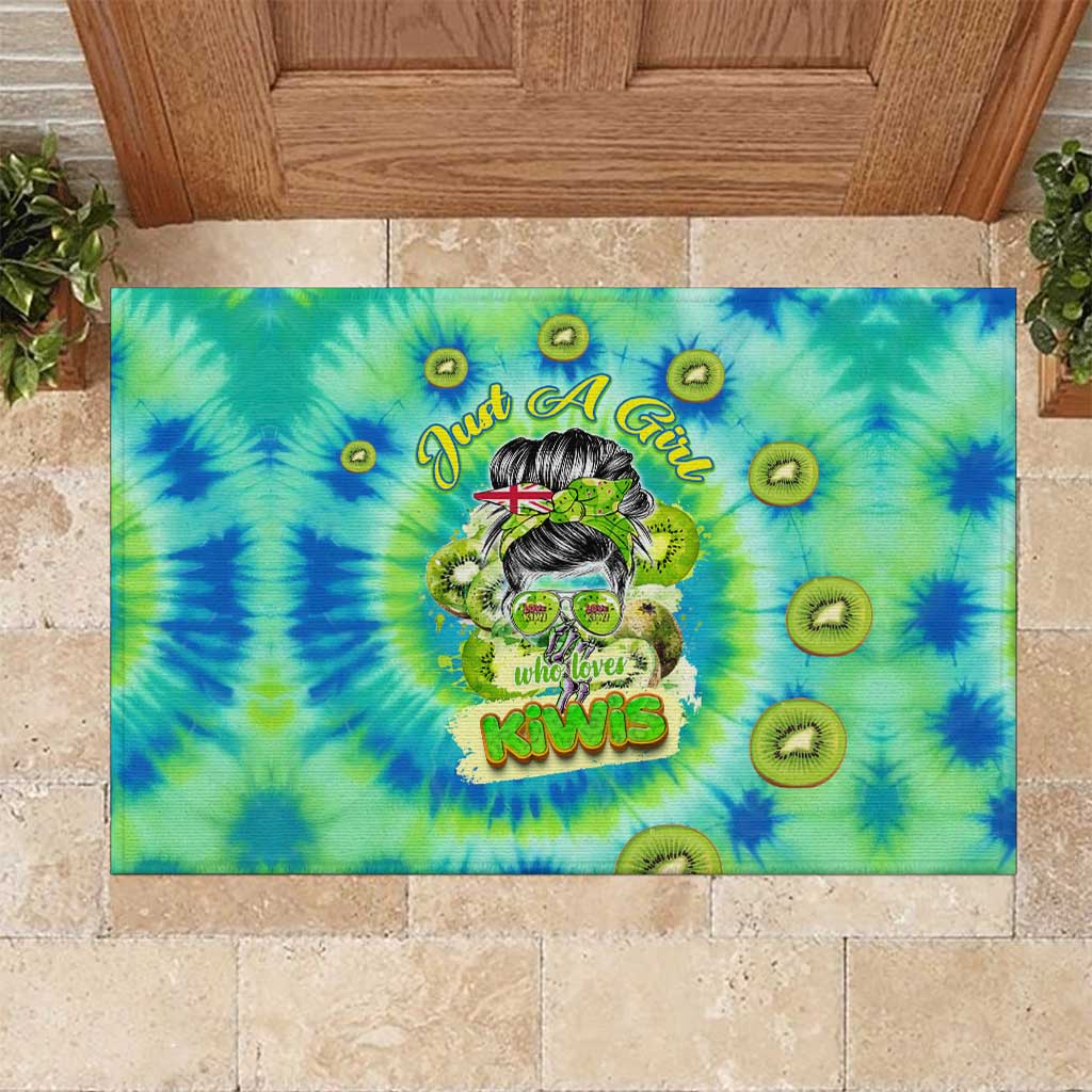 Just a Girl Who Loves Kiwis Rubber Doormat New Zealand Tie Dye DT02 Green - Polynesian Pride