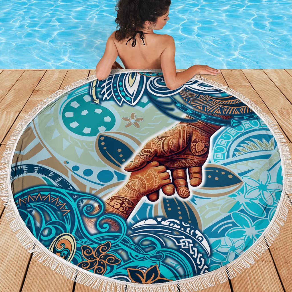 Hand In Hand Father's Day Polynesian Beach Blanket Tribal Flower Pattern DT02 - Polynesian Pride
