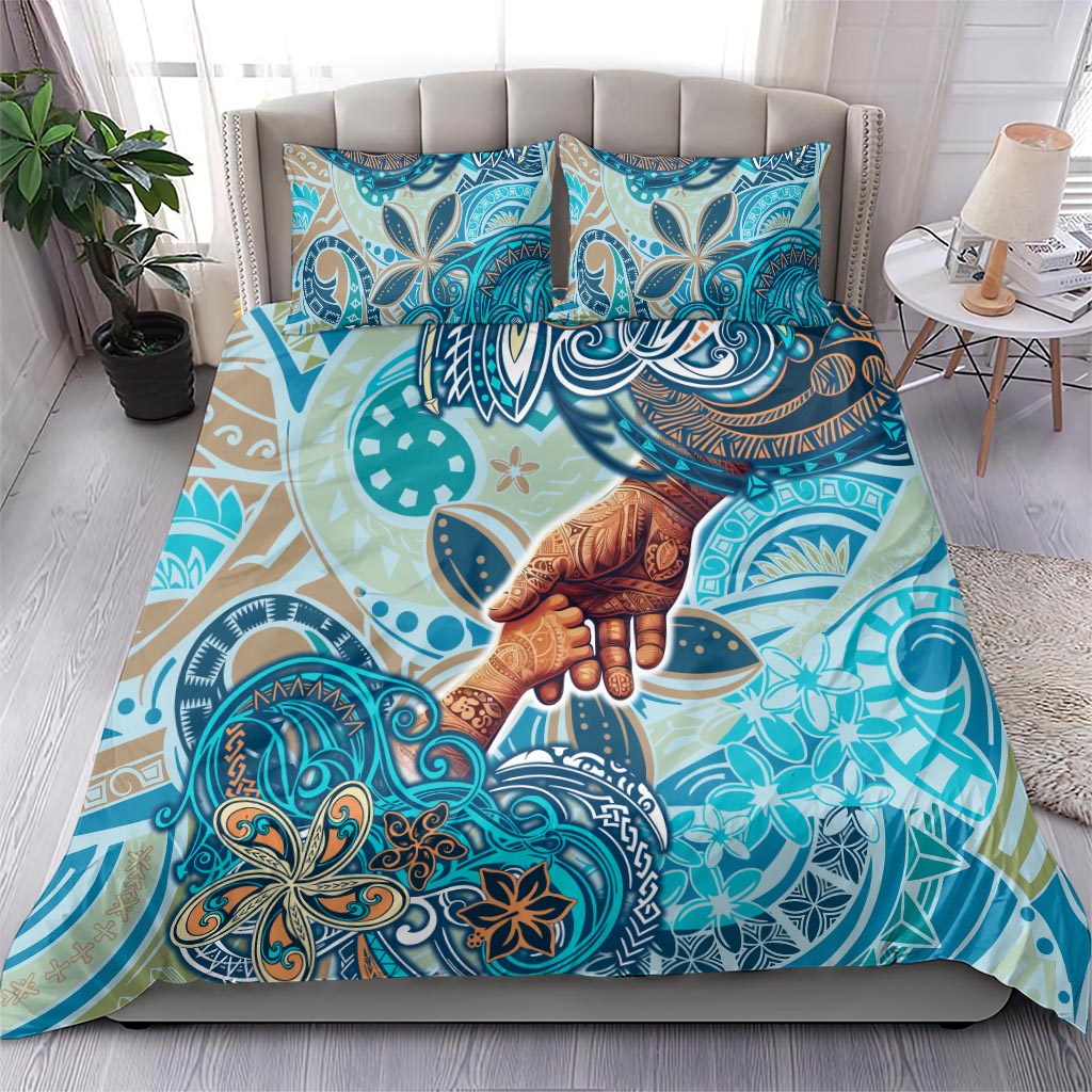 Hand In Hand Father's Day Polynesian Bedding Set Tribal Flower Pattern DT02 - Polynesian Pride
