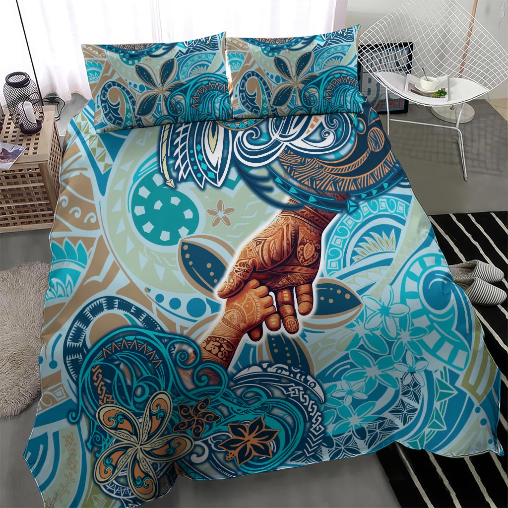 Hand In Hand Father's Day Polynesian Bedding Set Tribal Flower Pattern DT02 - Polynesian Pride