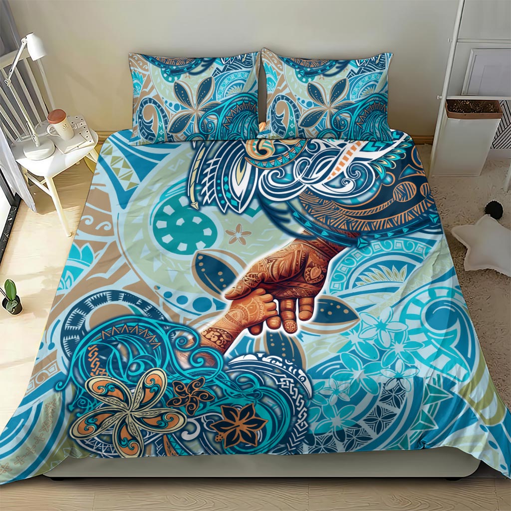 Hand In Hand Father's Day Polynesian Bedding Set Tribal Flower Pattern DT02 - Polynesian Pride