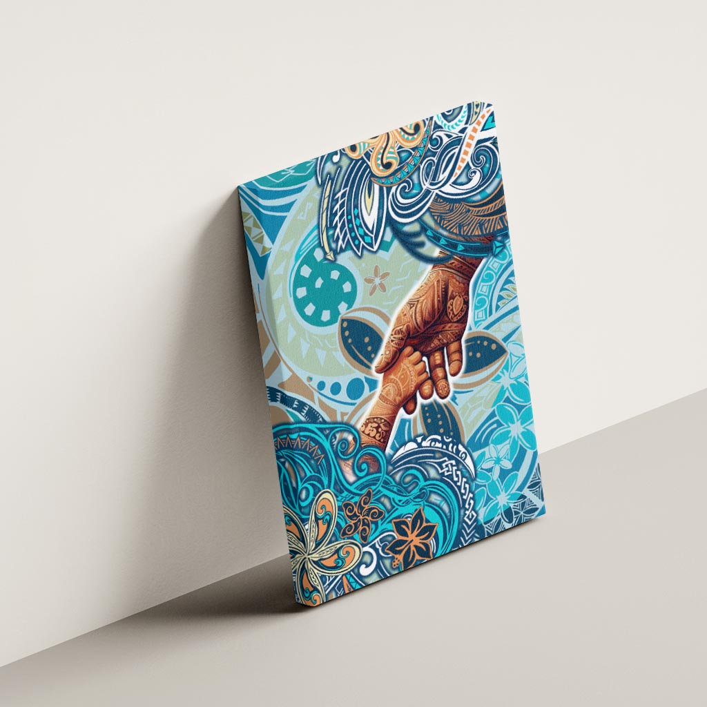 Hand In Hand Father's Day Polynesian Canvas Wall Art Tribal Flower Pattern DT02 - Polynesian Pride