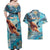 Hand In Hand Father's Day Polynesian Couples Matching Off Shoulder Maxi Dress and Hawaiian Shirt Tribal Flower Pattern