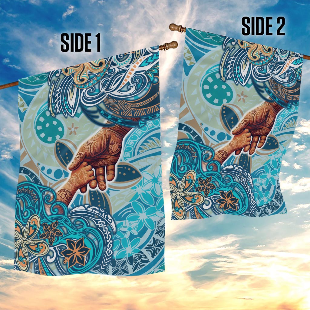 Hand In Hand Father's Day Polynesian Garden Flag Tribal Flower Pattern DT02 - Polynesian Pride