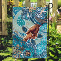 Hand In Hand Father's Day Polynesian Garden Flag Tribal Flower Pattern DT02 Garden Flag Blue - Polynesian Pride