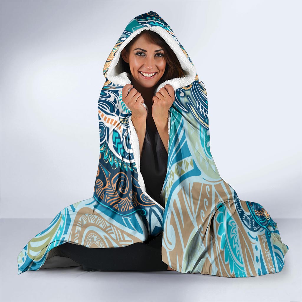 Hand In Hand Father's Day Polynesian Hooded Blanket Tribal Flower Pattern DT02 - Polynesian Pride