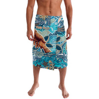Hand In Hand Father's Day Polynesian Lavalava Tribal Flower Pattern DT02 Blue - Polynesian Pride