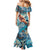 Hand In Hand Father's Day Polynesian Mermaid Dress Tribal Flower Pattern