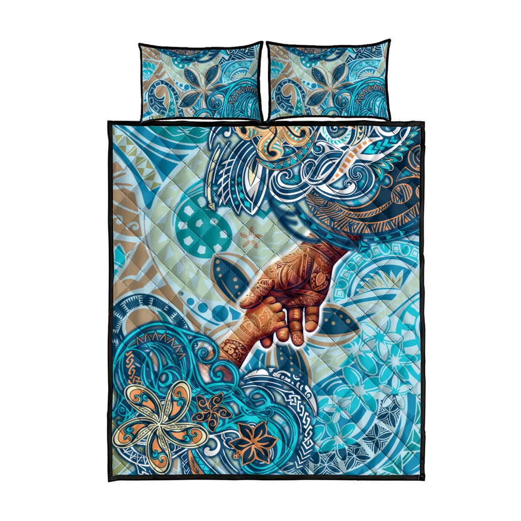 Hand In Hand Father's Day Polynesian Quilt Bed Set Tribal Flower Pattern DT02 - Polynesian Pride