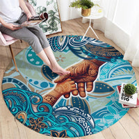 Hand In Hand Father's Day Polynesian Round Carpet Tribal Flower Pattern DT02 - Polynesian Pride