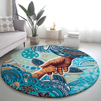Hand In Hand Father's Day Polynesian Round Carpet Tribal Flower Pattern DT02 - Polynesian Pride