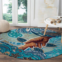 Hand In Hand Father's Day Polynesian Round Carpet Tribal Flower Pattern DT02 - Polynesian Pride