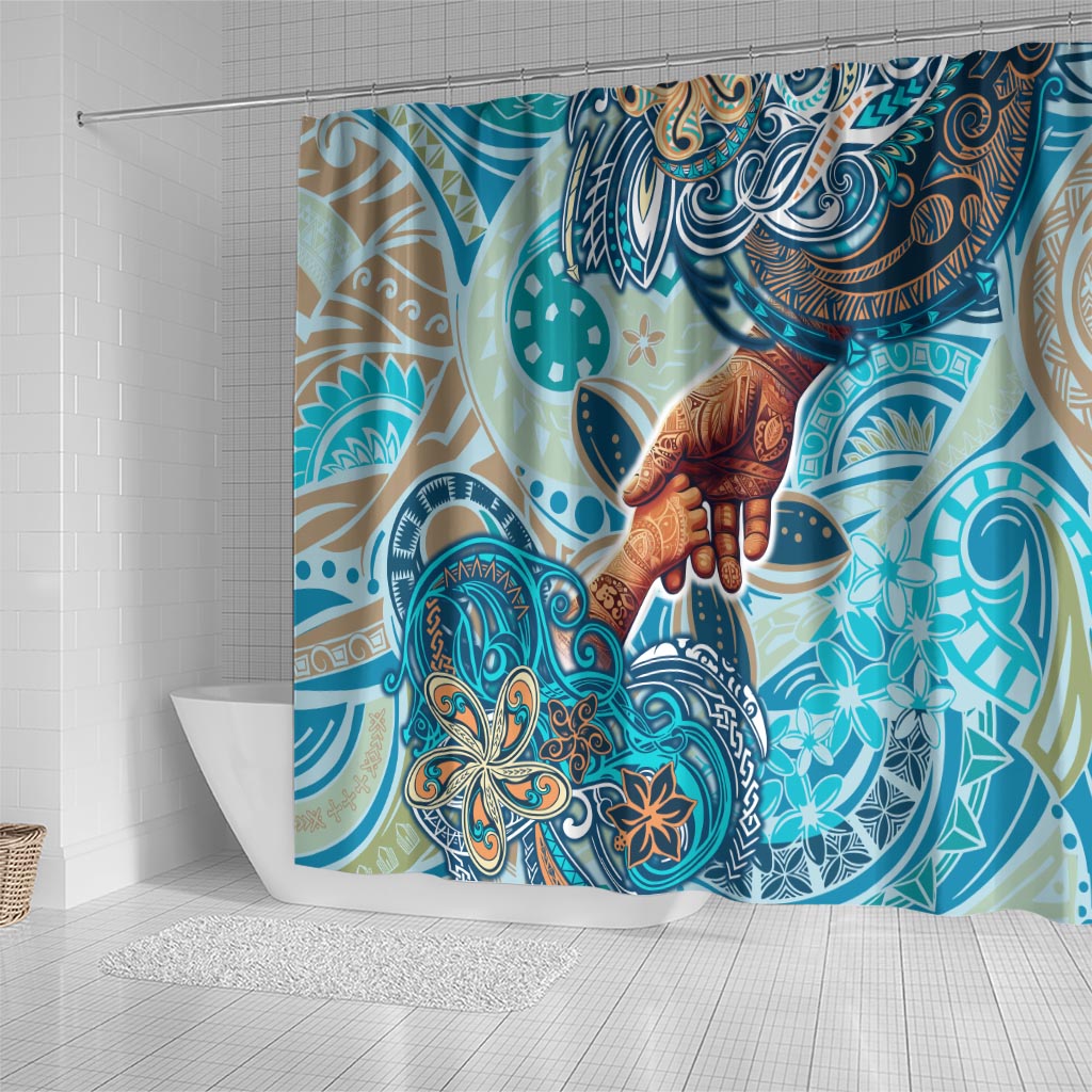 Hand In Hand Father's Day Polynesian Shower Curtain Tribal Flower Pattern DT02 - Polynesian Pride