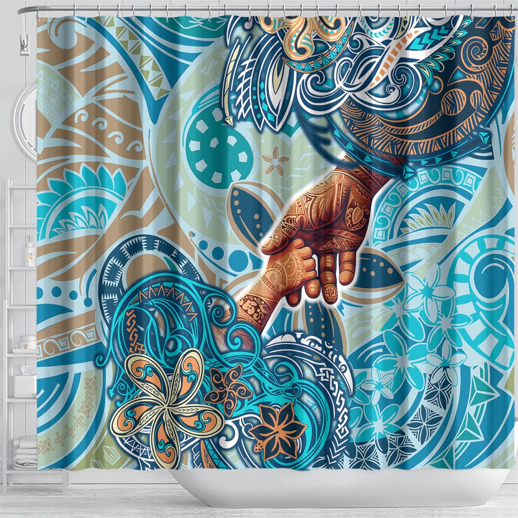Hand In Hand Father's Day Polynesian Shower Curtain Tribal Flower Pattern DT02 - Polynesian Pride