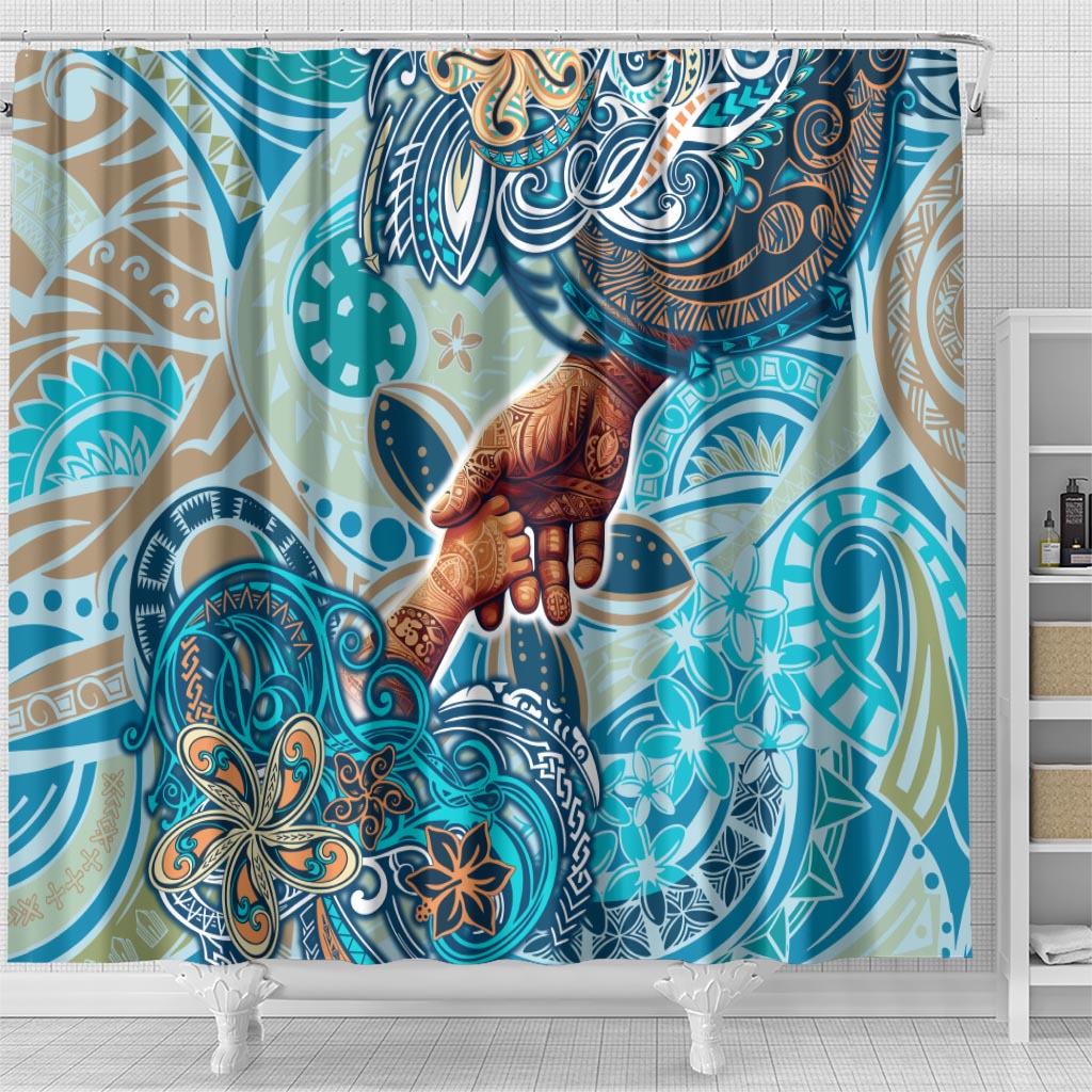 Hand In Hand Father's Day Polynesian Shower Curtain Tribal Flower Pattern DT02 - Polynesian Pride
