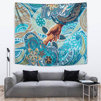 Hand In Hand Father's Day Polynesian Tapestry Tribal Flower Pattern DT02 Blue - Polynesian Pride