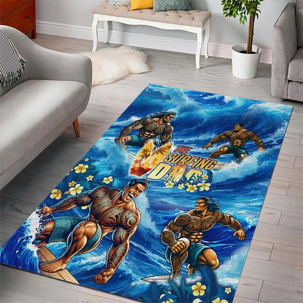 Hawaii Father's Day Area Rug The Surfing Dad Polynesian Tattoo DT02 - Polynesian Pride