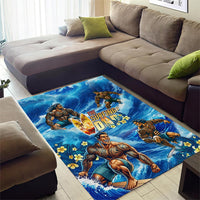 Hawaii Father's Day Area Rug The Surfing Dad Polynesian Tattoo DT02 - Polynesian Pride