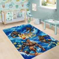 Hawaii Father's Day Area Rug The Surfing Dad Polynesian Tattoo DT02 - Polynesian Pride