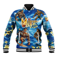 Hawaii Father's Day Baseball Jacket The Surfing Dad Polynesian Tattoo DT02 Unisex Blue - Polynesian Pride