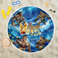 Hawaii Father's Day Beach Blanket The Surfing Dad Polynesian Tattoo DT02 One Size 150cm Blue - Polynesian Pride