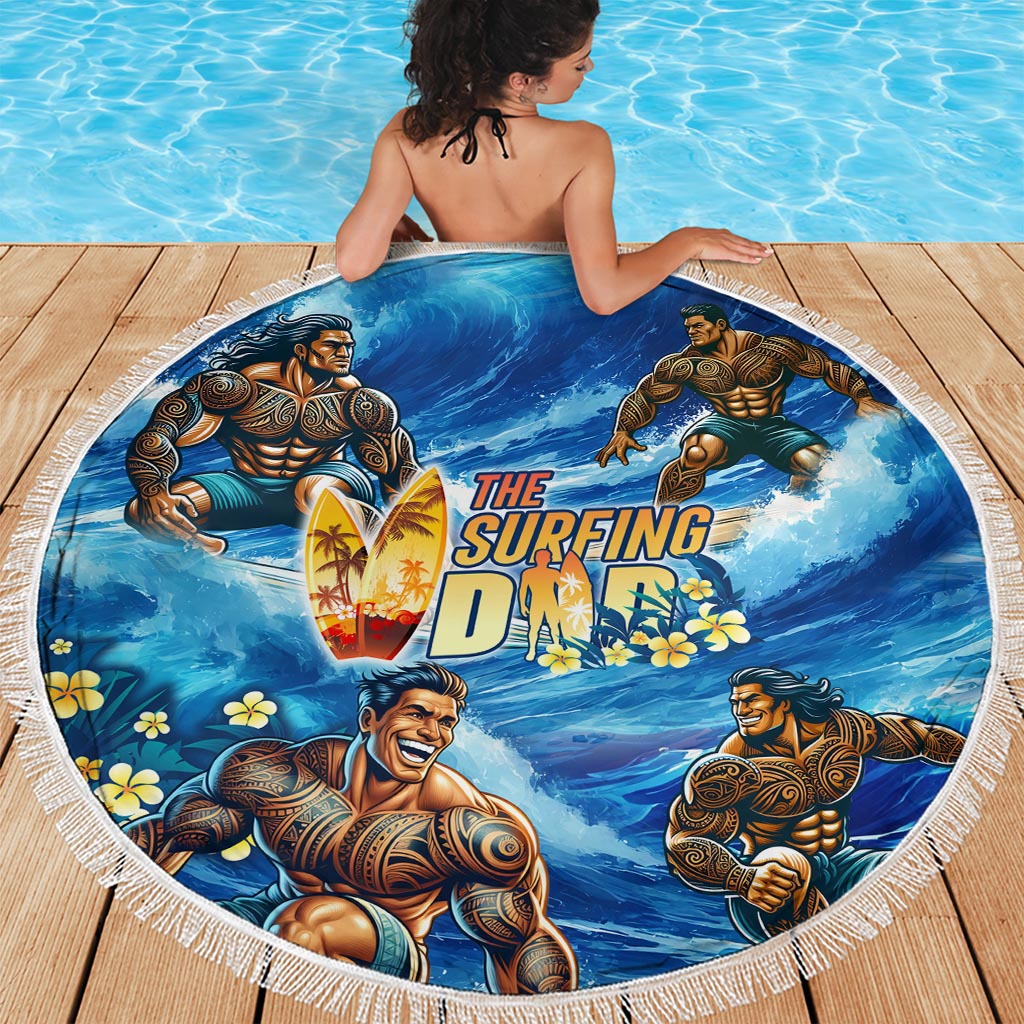 Hawaii Father's Day Beach Blanket The Surfing Dad Polynesian Tattoo DT02 - Polynesian Pride