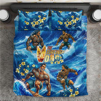 Hawaii Father's Day Bedding Set The Surfing Dad Polynesian Tattoo DT02 Blue - Polynesian Pride