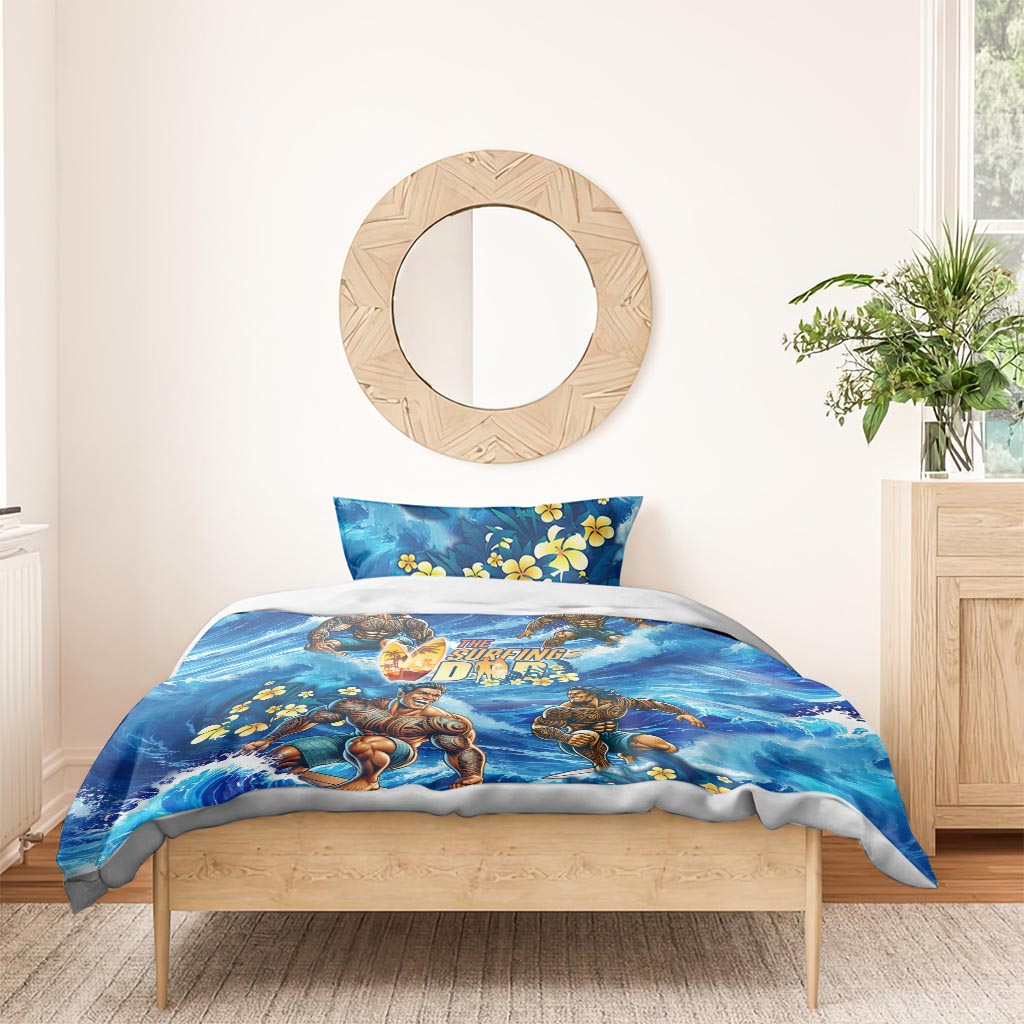 Hawaii Father's Day Bedding Set The Surfing Dad Polynesian Tattoo DT02 - Polynesian Pride