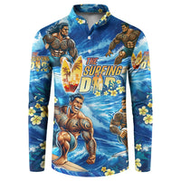 Hawaii Father's Day Button Sweatshirt The Surfing Dad Polynesian Tattoo DT02 Blue - Polynesian Pride