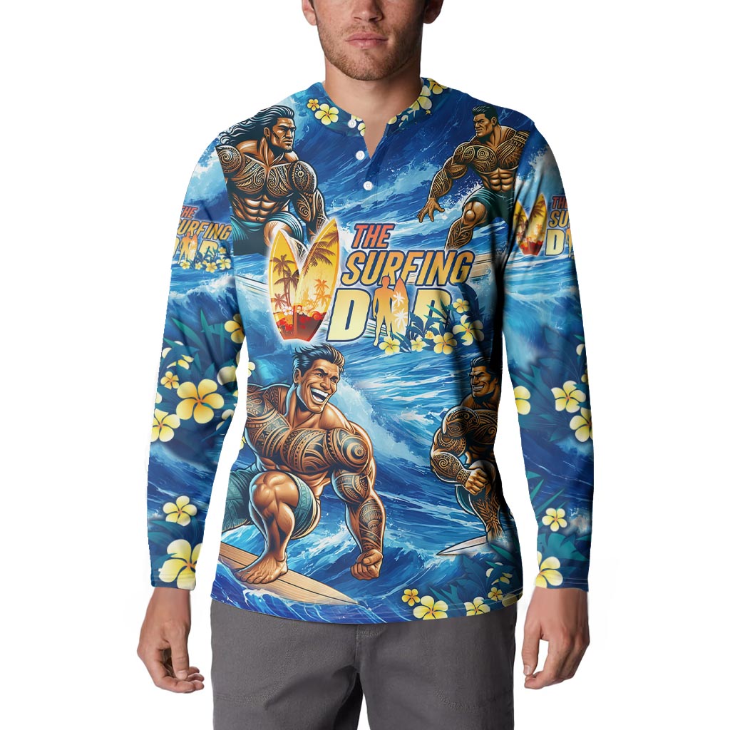 Hawaii Father's Day Button Sweatshirt The Surfing Dad Polynesian Tattoo DT02 - Polynesian Pride