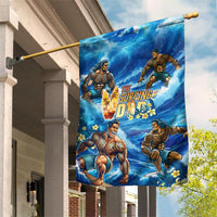Hawaii Father's Day Garden Flag The Surfing Dad Polynesian Tattoo DT02 House Flag Blue - Polynesian Pride