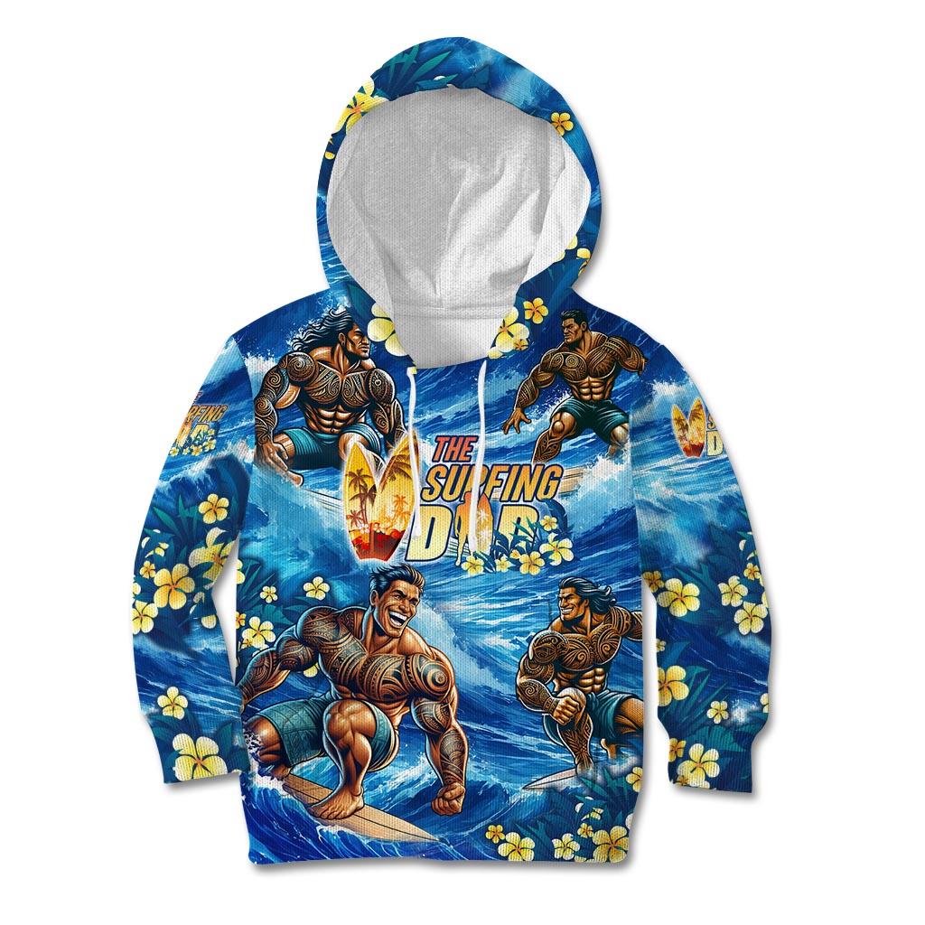 Hawaii Father's Day Kid Hoodie The Surfing Dad Polynesian Tattoo DT02 Hoodie Blue - Polynesian Pride