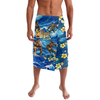 Hawaii Father's Day Lavalava The Surfing Dad Polynesian Tattoo DT02 Blue - Polynesian Pride