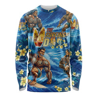 Hawaii Father's Day Long Sleeve Shirt The Surfing Dad Polynesian Tattoo DT02 Unisex Blue - Polynesian Pride