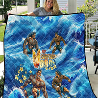 Hawaii Father's Day Quilt The Surfing Dad Polynesian Tattoo DT02 Blue - Polynesian Pride