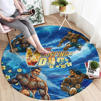 Hawaii Father's Day Round Carpet The Surfing Dad Polynesian Tattoo DT02 - Polynesian Pride
